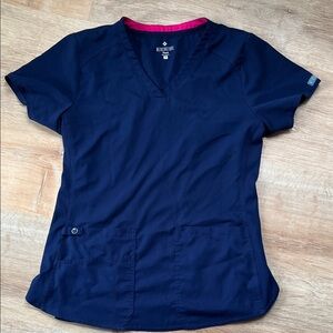 Med Couture Women's Dark Blue V-Neck Scrub Top